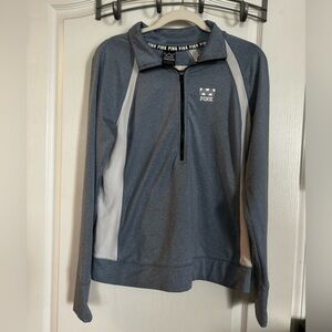 VS PINK Ultimate 1/4 Zip Pullover top women's L blue white athleisure gorpcore